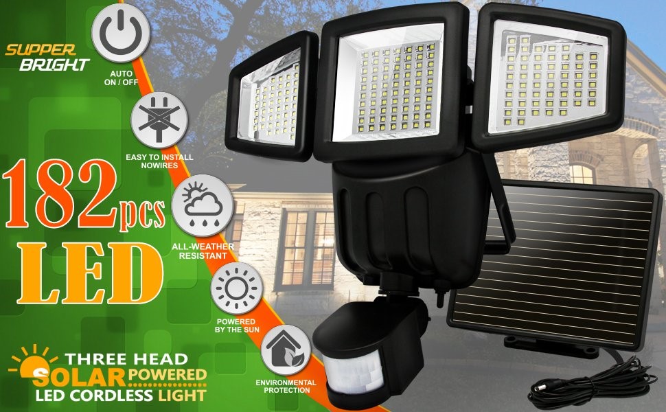 Tripple Dual Head Outdoor Motion Sensor Fire Flood Light